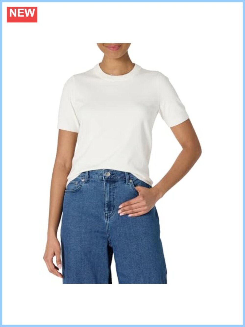 Viscose Blend Sweater Top Mock Neck Short Sleeve Regular Fit